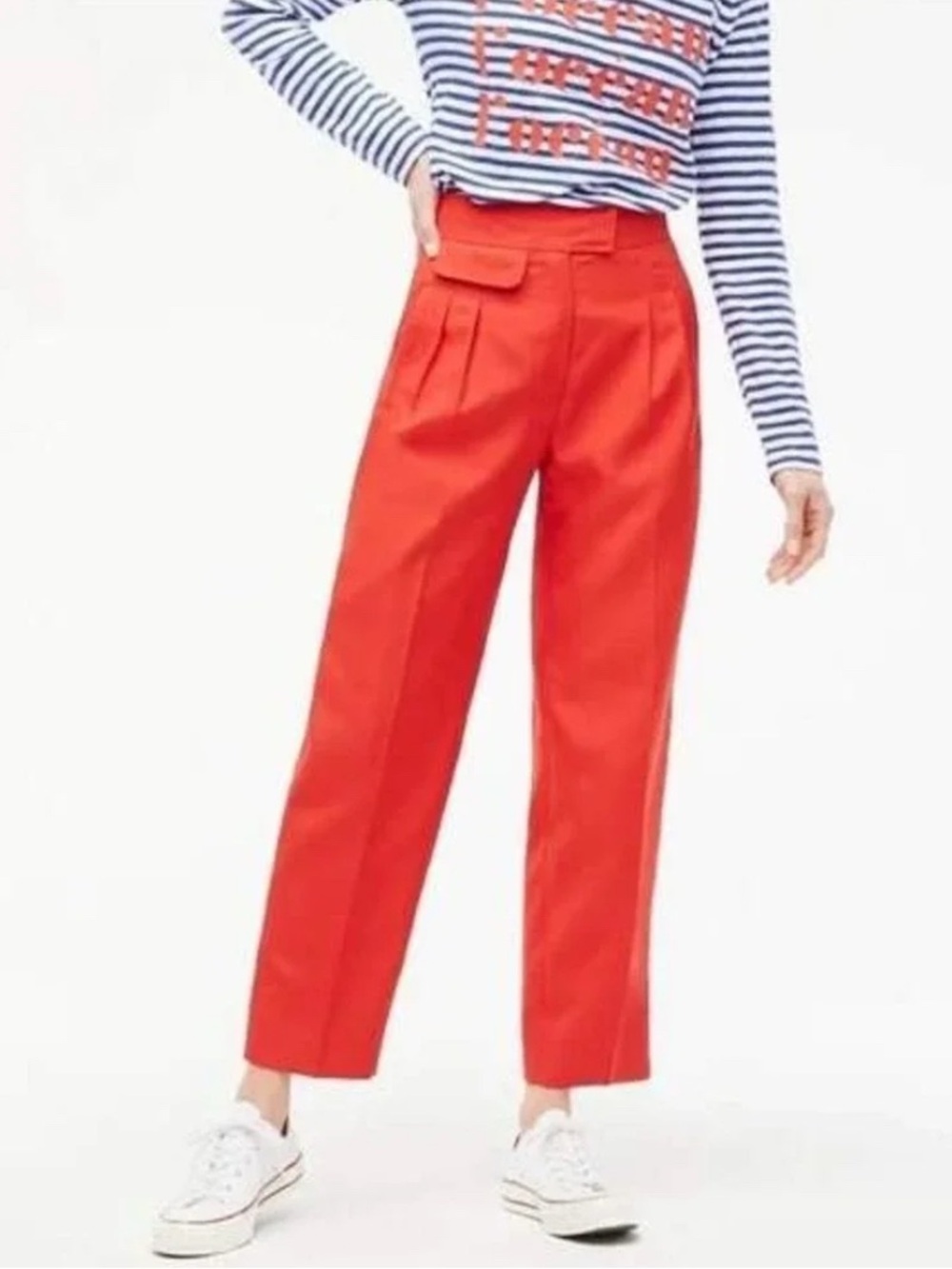 J. Crew Bold Red High-Waist Cropped Pleated Pants, like new, size 6